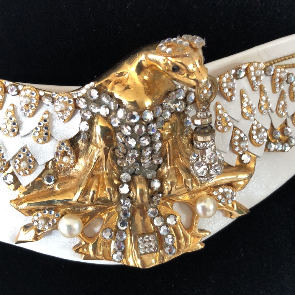 Vintage Henryks Bijoux Vienne jeweled Eagle leather belt